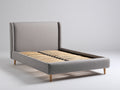 Lit double - tissu-bois - 216 x 169 x 116 cm - gris clair - style moderne