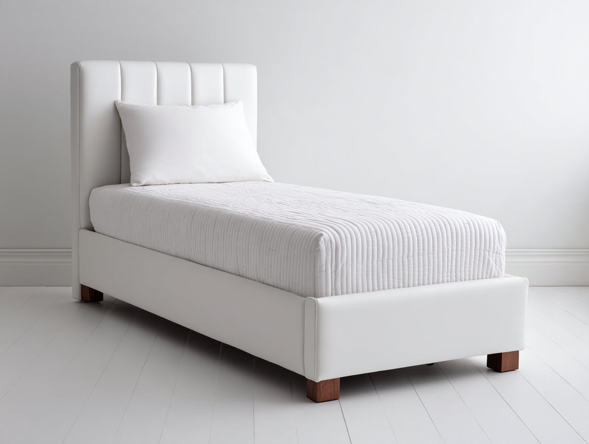 Lit simple - Similicuir - 200 x 90 x 105 cm - Blanc - Style moderne