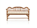 Banc de jardin - Bois-Tissu - 188 x 66 x 93 cm - Bois miel-Crème - Style classique ornementé