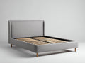 Lit double - tissu-bois - 214 x 168 x 108 cm - gris clair - style contemporain