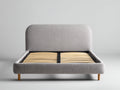 Lit double - tissu-bois - 214 x 170 x 109 cm - gris clair - style moderne