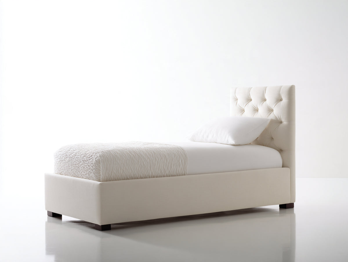 Lit simple - Similicuir - 200 x 90 x 105 cm - Blanc - Style moderne
