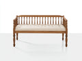 Banc de jardin - Bois-Tissu - 183 x 65 x 91 cm - Bois naturel-Crème - Style vintage à détails sculptés