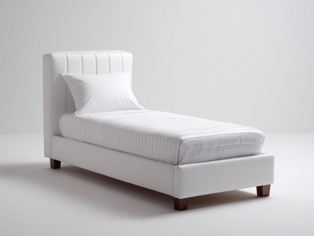 Lit simple - Similicuir - 200 x 90 x 105 cm - Blanc - Style moderne