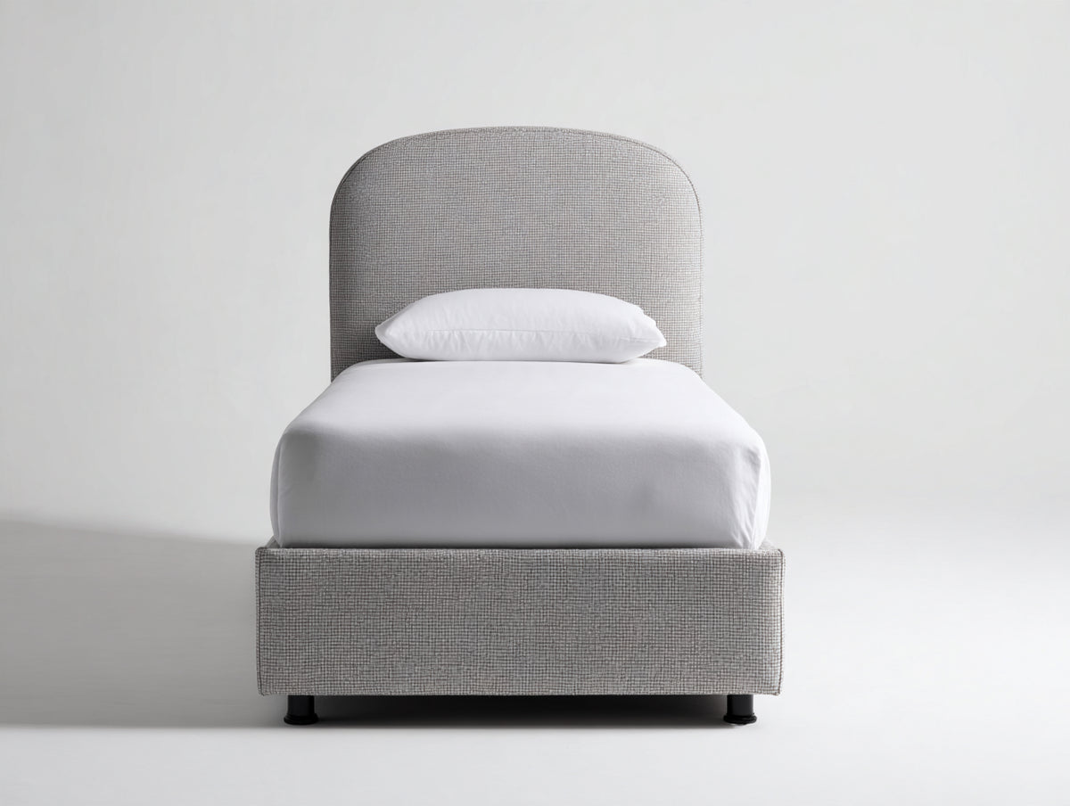 Lit simple - Tissu - 200 x 90 x 105 cm - Gris - Style moderne