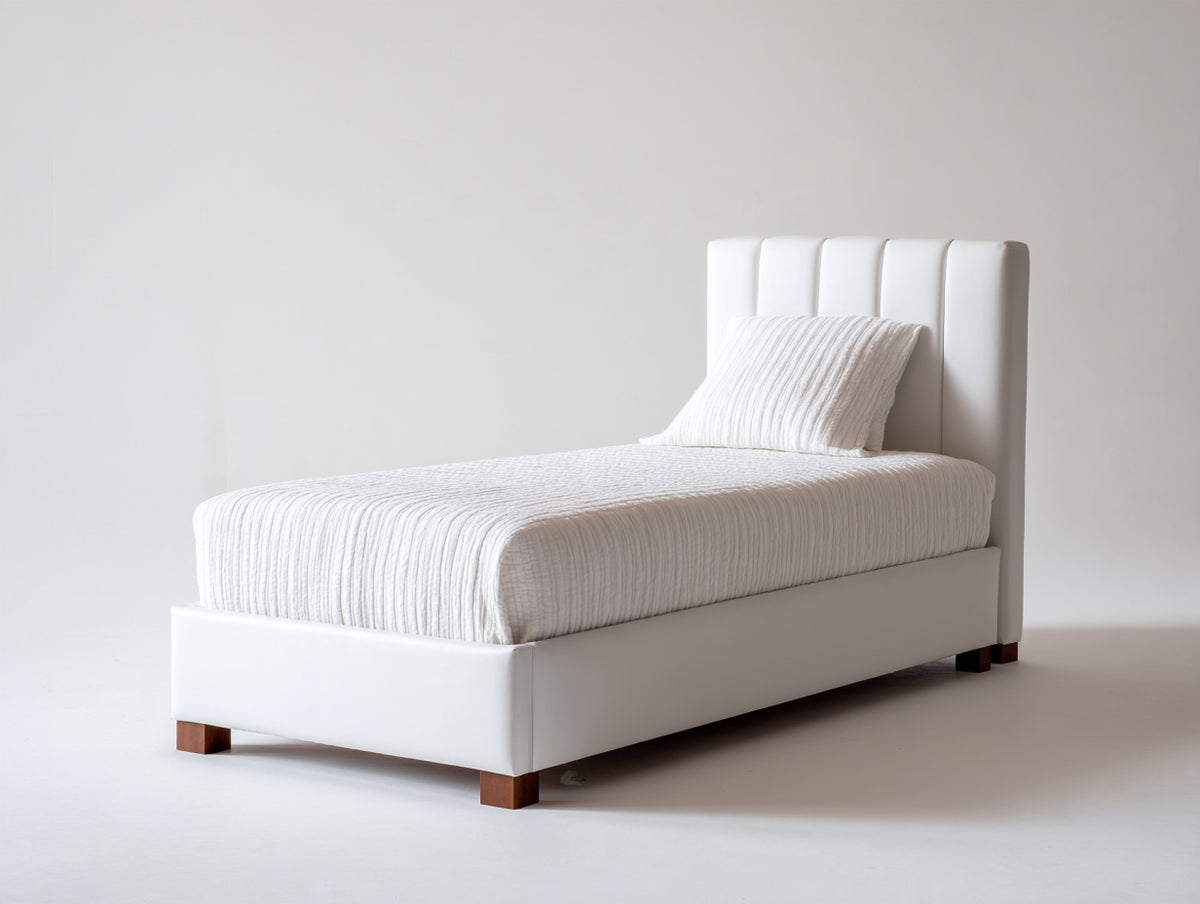 Lit simple - Similicuir - 200 x 90 x 105 cm - Blanc - Style moderne