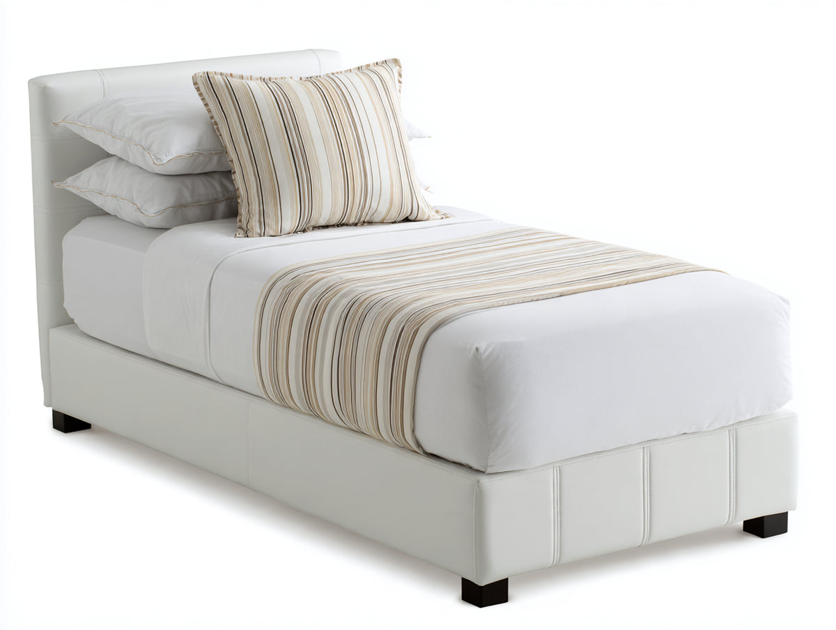 Lit simple - Similicuir - 205 x 97 x 118 cm - Blanc - Style moderne