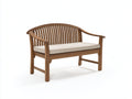 Banc de jardin - Bois-Tissu - 129 x 63 x 89 cm - Marron naturel-Beige clair - Style classique à dossier cintré