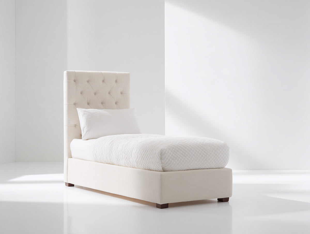 Lit simple - Tissu - 200 x 90 x 105 cm - Beige - Style moderne