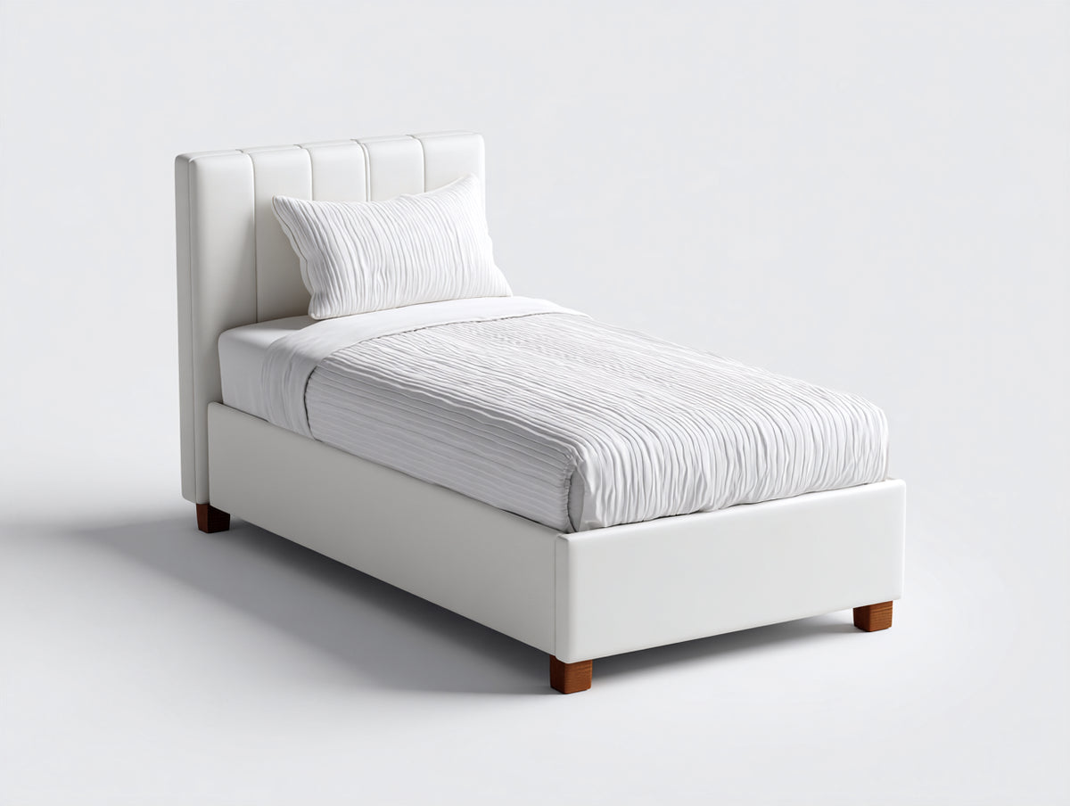 Lit simple - Similicuir - 200 x 90 x 105 cm - Blanc - Style moderne