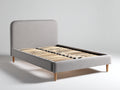 Lit double - tissu-bois - 214 x 170 x 112 cm - gris clair - style moderne