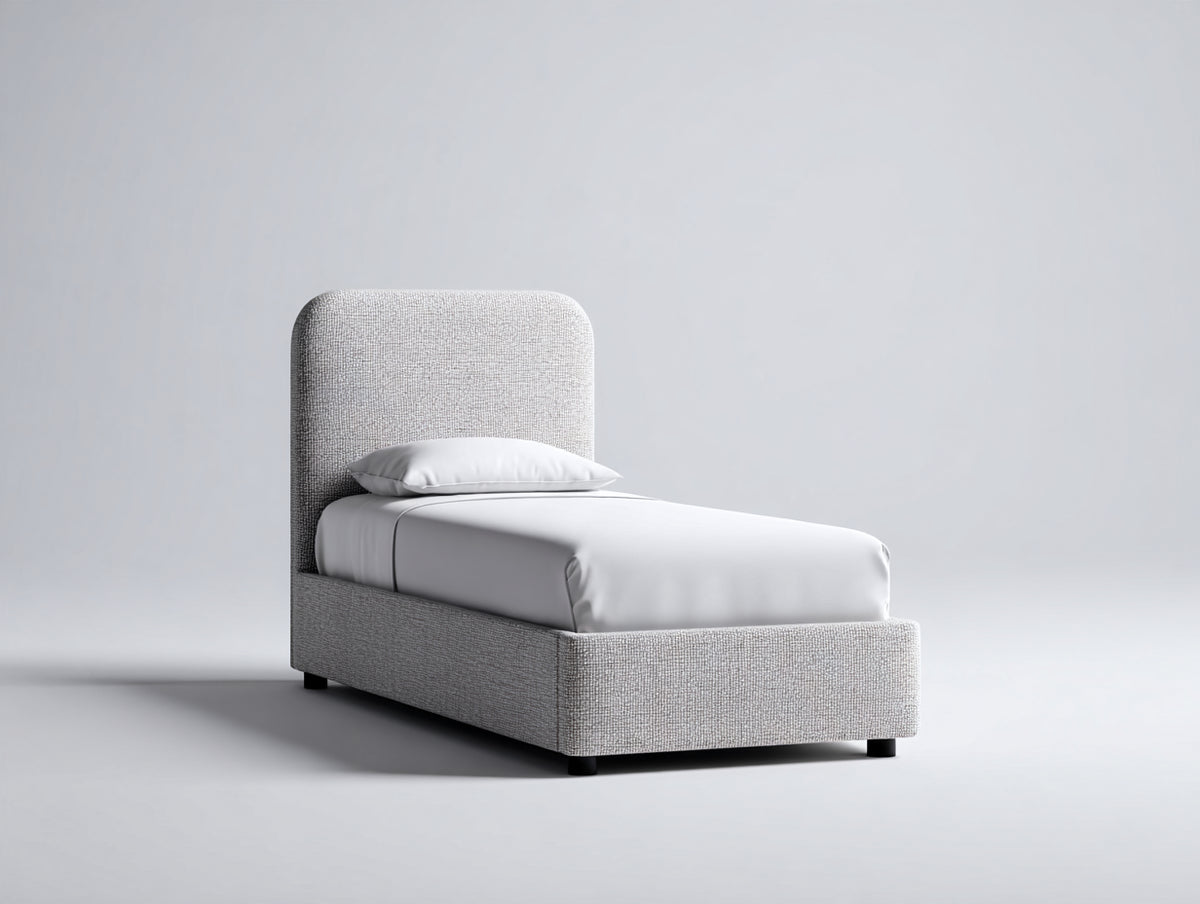 Lit simple - Tissu - 200 x 90 x 105 cm - Gris - Style moderne