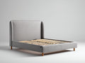Lit double - tissu-bois - 215 x 168 x 110 cm - gris clair - style moderne
