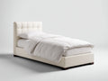 Lit simple - Similicuir - 200 x 90 x 105 cm - Beige - Style moderne