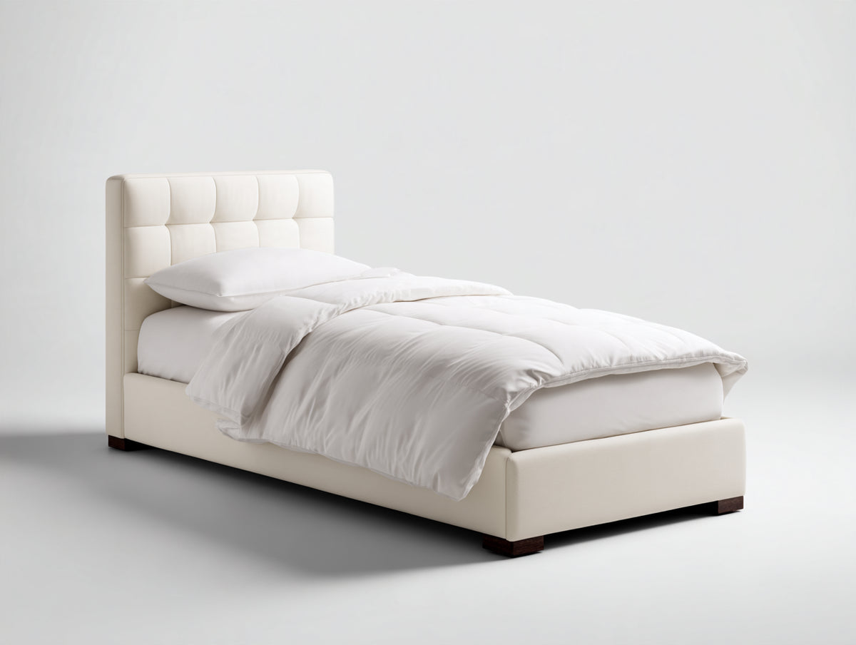 Lit simple - Similicuir - 200 x 90 x 105 cm - Beige - Style moderne