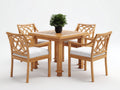 Salon de jardin repas - bois-tissu - 105 x 105 x 76 cm - naturel-blanc - style classique décoratif
