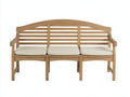 Banc de jardin - Bois-Tissu - 184 x 68 x 95 cm - Bois naturel-Crème - Style classique à dossier ajouré