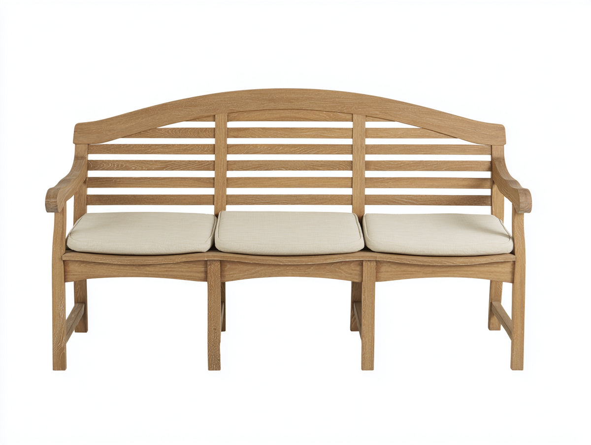 Banc de jardin - Bois-Tissu - 184 x 68 x 95 cm - Bois naturel-Crème - Style classique à dossier ajouré