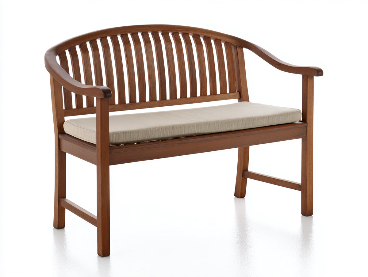 Banc de jardin - Bois-Tissu - 156 x 64 x 91 cm - Marron chaud-Beige - Style traditionnel épuré