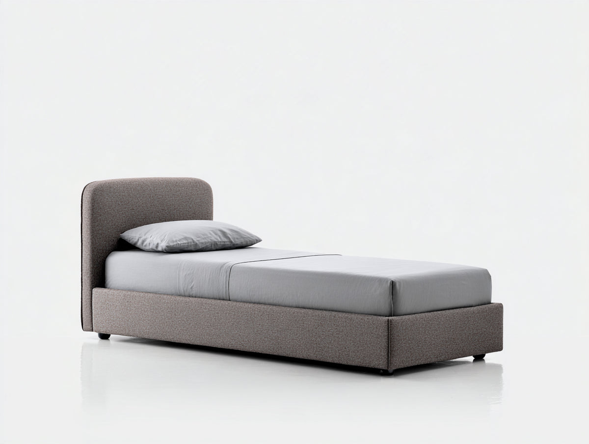 Lit simple - Tissu - 205 x 97 x 100 cm - Gris - Style minimaliste
